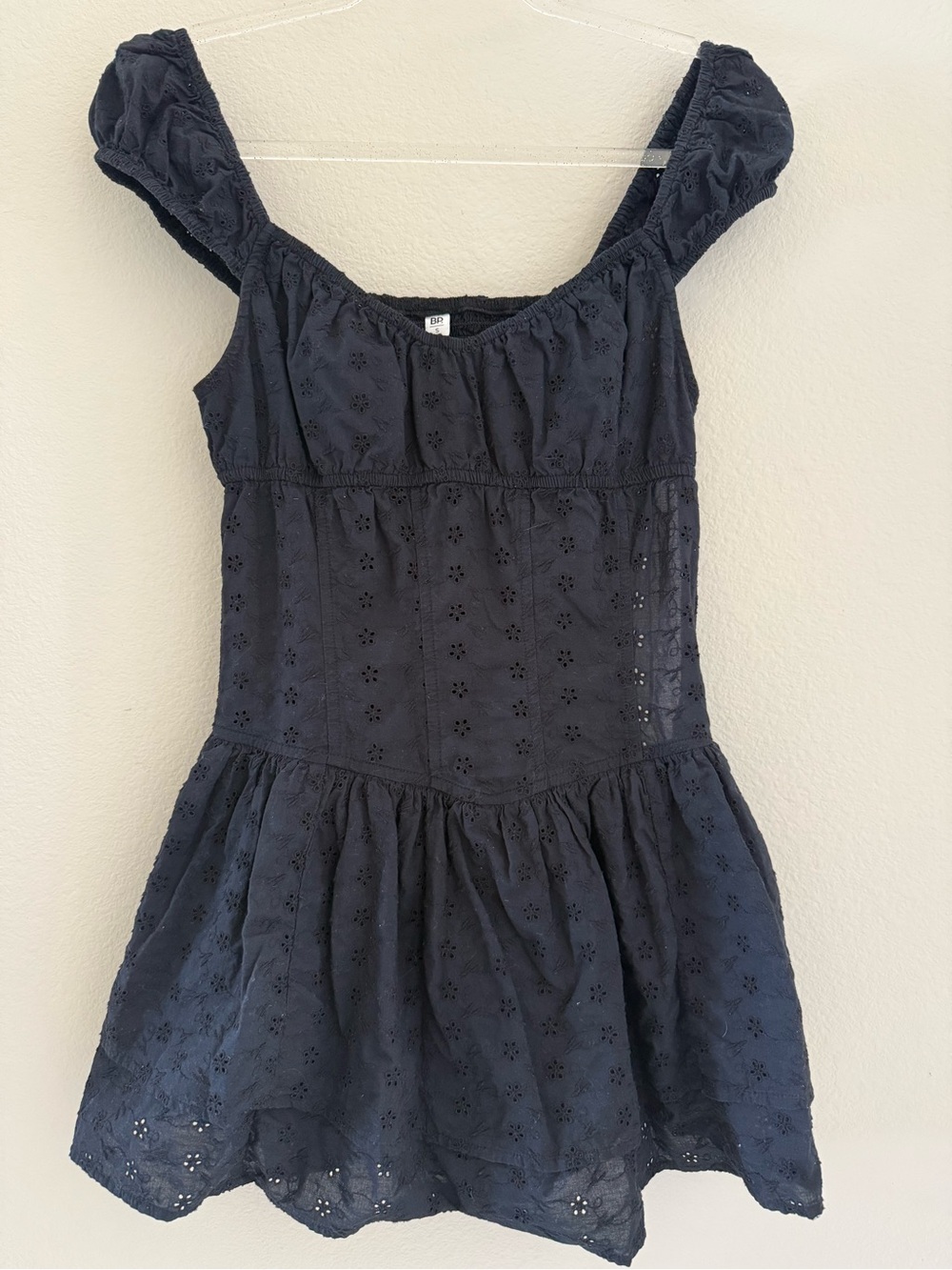 bp Navy Eyelet Mini Dress